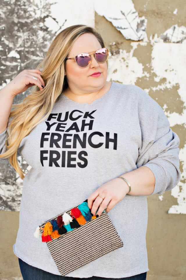 Reah Norman wearing plus size graphic sweatshirt by Elsa Jane | www.styledbyreah.com