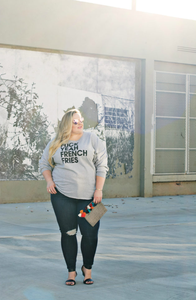 Reah Norman wearing plus size graphic sweatshirt by Elsa Jane | www.styledbyreah.com