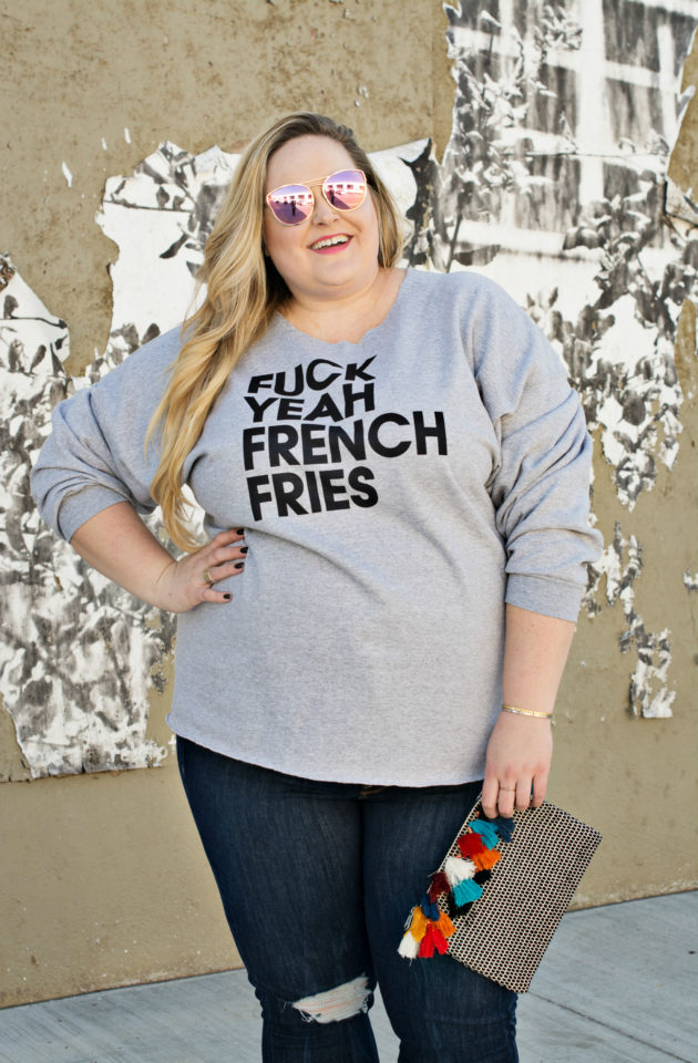 Reah Norman wearing plus size graphic sweatshirt by Elsa Jane | www.styledbyreah.com