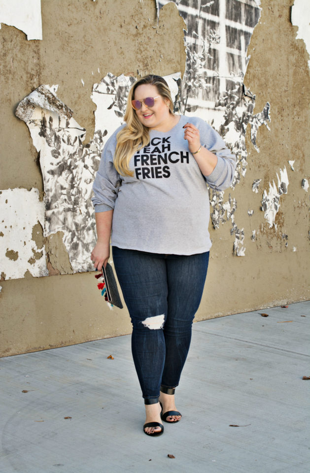 Reah Norman wearing plus size graphic sweatshirt by Elsa Jane | www.styledbyreah.com