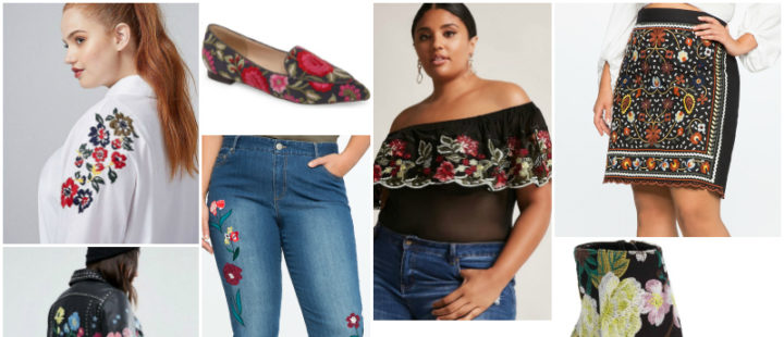 Plus fashion expert, Reah Norman highlights the prominent embroidery trend of fall 2017 with her top picks in plus size fashion and chic accessories.